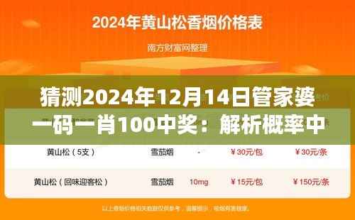 猜测2024年12月14日管家婆一码一肖100中奖:解析概率中的机遇